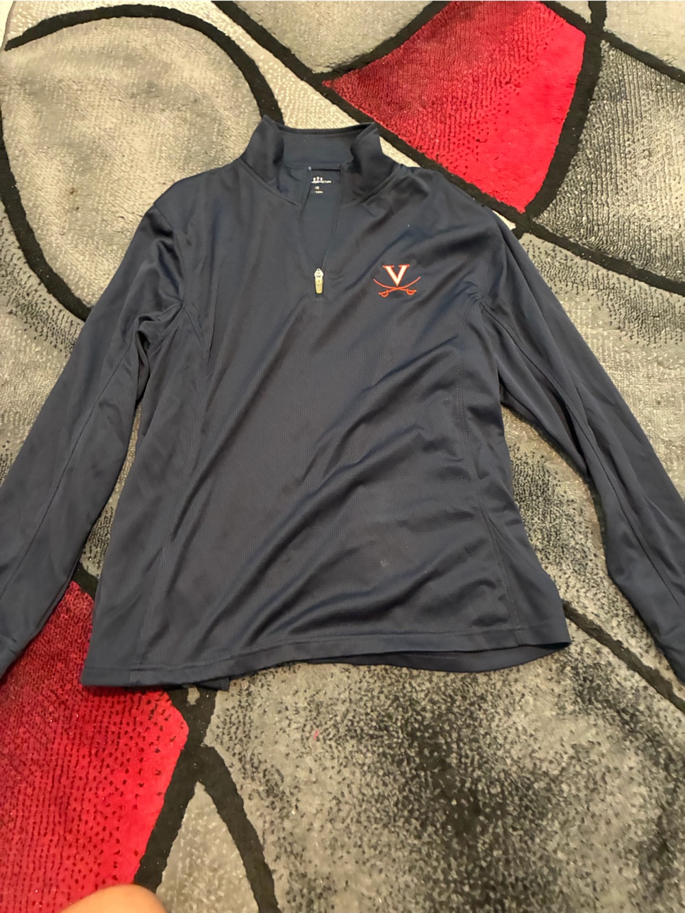 Men's UVA Navy Quarter-Zip Pullover with Orange University Crest